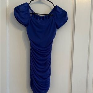 KATIEJ Elegant Blue Ruched Dress